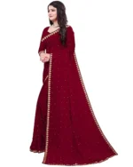 Suntex Lycra Embellished Chanderi saree With Unstitched Blouse Piece ( Maroon ) - Image 2