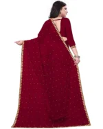 Suntex Lycra Embellished Chanderi saree With Unstitched Blouse Piece ( Maroon ) - Image 3