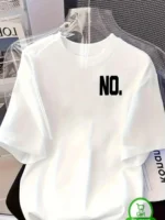 Women Cotton Blend Printed Oversized Fit Round Neck T-Shirt ( White )