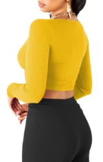 THE BLAZZE Women's Cotton Crop Top ( Yellow ) - Image 2