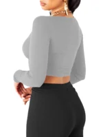 THE BLAZZE Women's Cotton Crop Top ( Grey ) - Image 2