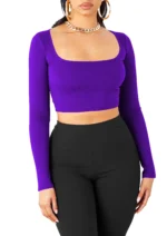 THE BLAZZE Women's Cotton Crop Top ( Purple )