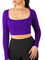 THE BLAZZE Women's Cotton Crop Top ( Purple ) - Image 3