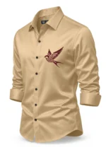 TOKYO FASHION, Satin Regular Fit Printed Full Sleeves Men's Casual Shirt - Beige ( Pack of 1 ) - Image 3