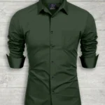 VEERA FLEX Cotton Blend Regular Fit Solids Full Sleeves Men's Casual Shirt - Green ( Pack of 1 )