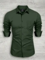 VEERA FLEX Cotton Blend Regular Fit Solids Full Sleeves Men's Casual Shirt - Green ( Pack of 1 )