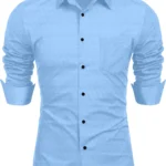 VEERA FLEX Cotton Blend Regular Fit Solids Full Sleeves Men's Casual Shirt - Light Blue ( Pack of 1 )
