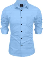 VEERA FLEX Cotton Blend Regular Fit Solids Full Sleeves Men's Casual Shirt - Light Blue ( Pack of 1 )