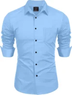 VEERA FLEX Cotton Blend Regular Fit Solids Full Sleeves Men's Casual Shirt - Light Blue ( Pack of 1 )