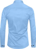 VEERA FLEX Cotton Blend Regular Fit Solids Full Sleeves Men's Casual Shirt - Light Blue ( Pack of 1 ) - Image 2