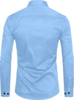 VEERA FLEX Cotton Blend Regular Fit Solids Full Sleeves Men's Casual Shirt - Light Blue ( Pack of 1 ) - Image 2