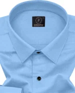 VEERA FLEX Cotton Blend Regular Fit Solids Full Sleeves Men's Casual Shirt - Light Blue ( Pack of 1 ) - Image 3