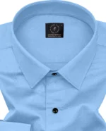 VEERA FLEX Cotton Blend Regular Fit Solids Full Sleeves Men's Casual Shirt - Light Blue ( Pack of 1 ) - Image 3