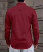 VELLOSTA Polyester Regular Fit Self Design Full Sleeves Men's Casual Shirt - Maroon ( Pack of 1 ) - Image 2