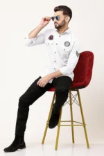 VENIZ WESTERN WEAR Cotton Blend Regular Fit Applique Full Sleeves Men's Casual Shirt - White ( Pack of 1 ) - Image 3