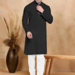 Black Cotton Blend Regular Fit Men's Kurta Pyjama Set ( Pack of 1 )