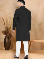 Black Cotton Blend Regular Fit Men's Kurta Pyjama Set ( Pack of 1 ) - Image 2