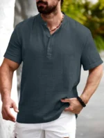 WEBRIC Dark Grey Cotton Blend Men's Shirt Style Kurta ( Pack of 1 ) (Copy)