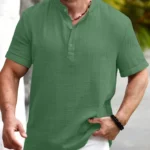 WEBRIC Light Green Cotton Blend Men's Shirt Style Kurta ( Pack of 1 )