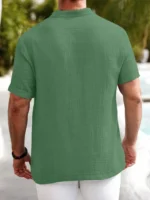 WEBRIC Light Green Cotton Blend Men's Shirt Style Kurta ( Pack of 1 ) - Image 2