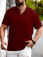 WEBRIC Maroon Cotton Blend Men's Shirt Style Kurta ( Pack of 1 )