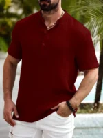 WEBRIC Maroon Cotton Blend Men's Shirt Style Kurta ( Pack of 1 ) - Image 3