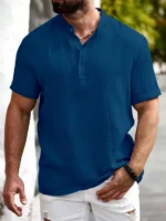 WEBRIC Teal Cotton Blend Men's Shirt Style Kurta ( Pack of 1 )