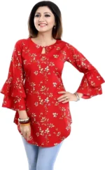 ZELZIS Women's Crepe Tunic ( Red ) - Image 3
