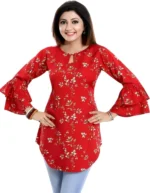 ZELZIS Women's Crepe Tunic ( Red ) - Image 4