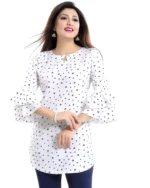 ZELZIS Women's Crepe Tunic White - Image 3