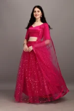 color bucket Women Net Circular Semi Stitched Lehenga Choli ( Beige ) - Image 2
