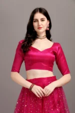 color bucket Women Net Circular Semi Stitched Lehenga Choli ( Beige ) - Image 3