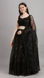 color bucket Black Net Circular Semi Stitched Lehenga Single - Image 4