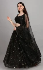 color bucket Black Net Circular Semi Stitched Lehenga Single - Image 2