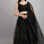 color bucket Black Net Circular Semi Stitched Lehenga Single