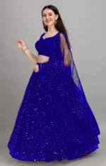 color bucket Blue Net Circular Semi Stitched Lehenga Single - Image 2