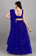 color bucket Blue Net Circular Semi Stitched Lehenga Single - Image 3