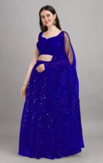 color bucket Blue Net Circular Semi Stitched Lehenga Single - Image 4