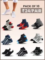 hicode Cotton Men's Textured Multicolor Ankle Length Socks ( Pack of 10 )