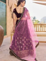 kedar fab Purple Velvet Circular Semi Stitched Lehenga Single - Image 2