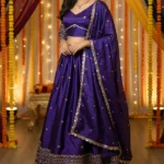 kedar fab Women Silk Circular Semi Stitched Lehenga Choli ( Purple )