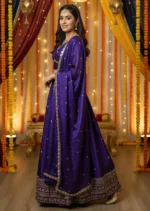 kedar fab Women Silk Circular Semi Stitched Lehenga Choli ( Purple ) - Image 2