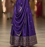 kedar fab Women Silk Circular Semi Stitched Lehenga Choli ( Purple ) - Image 4