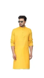Yellow Cotton Blend Men's Regular Kurta ( Pack of 1 )