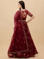 piludi Maroon Organza Unstitched Semi Stitched Lehenga Single - Image 3