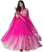piludi Pink Net Unstitched Semi Stitched Lehenga Single