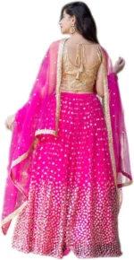 piludi Pink Net Unstitched Semi Stitched Lehenga Single - Image 2