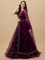 piludi Purple Organza Unstitched Semi Stitched Lehenga Single - Image 3