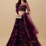 piludi Purple Organza Unstitched Semi Stitched Lehenga Single