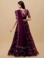 piludi Purple Organza Unstitched Semi Stitched Lehenga Single - Image 4